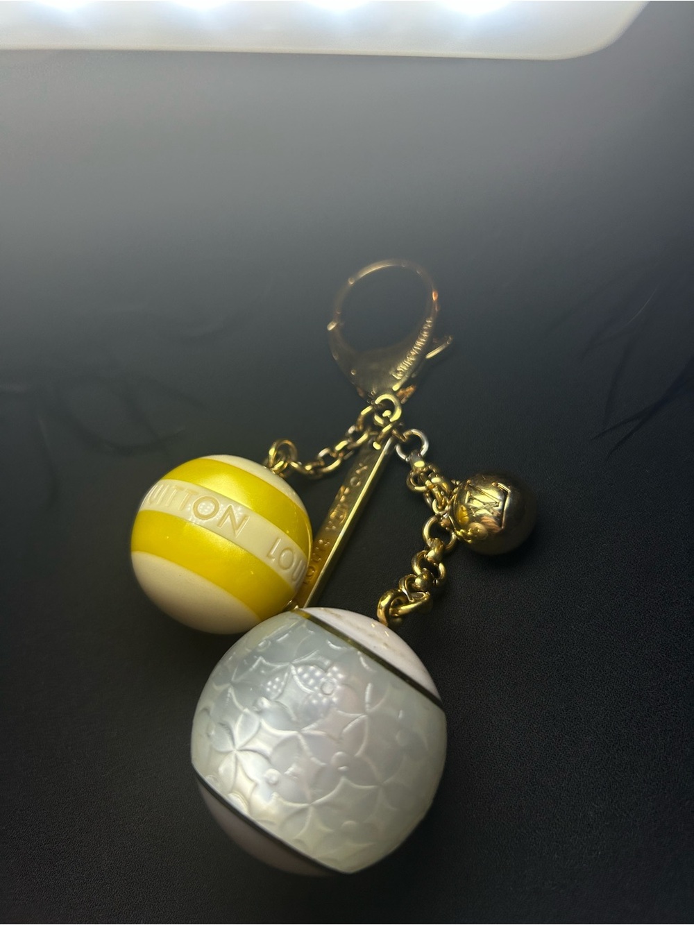 Louis Vuitton Yellow and White Spherical Key Charm